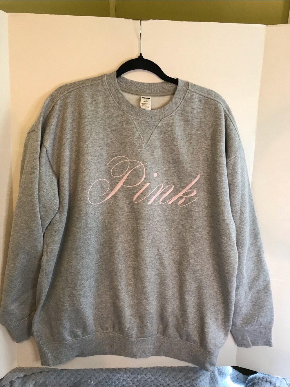 Pink Campus Fleece Oversized Crew Sweatshirt vs LG Heather NWT